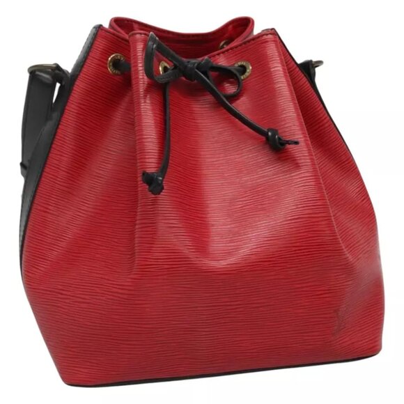 LOUIS VUITTON Epi Petit Noe Shoulder Bag Bicolor Black Red M44017 LV Auth